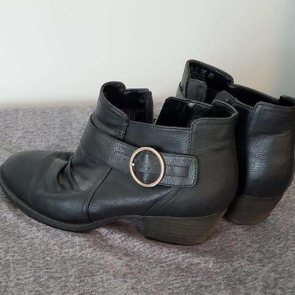 Dr. Scholl's Black Ankle Boots with Buckle
